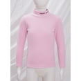 thumbnail image 3 of YIZYIF Kids Girls Long Sleeve Thermal Tops Mock Neck Pullover Base Layer Warm Undershirt Pink 2-3, 3 of 7