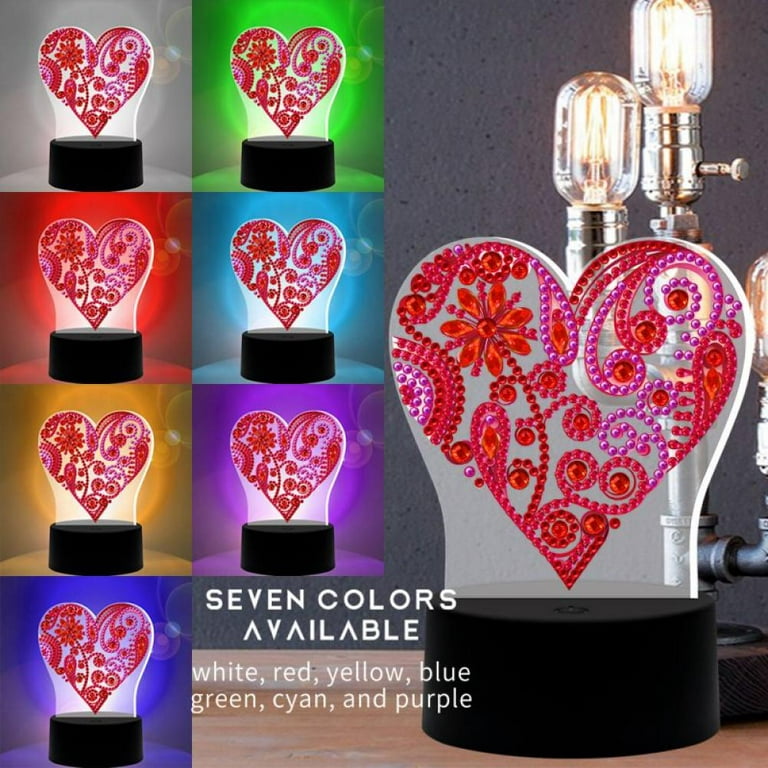 LED Diamond Painting Lamp, 5D Embroidery Light With Colorful Seven