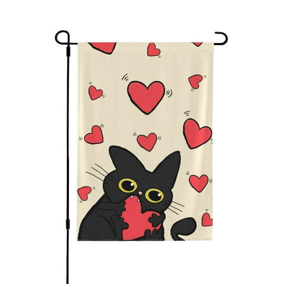 XMXY Cartoon Love Cat Garden Flags Double Sided,Farmhouse Holiday Yard Outdoor Sign Decor Flag 28"x40"