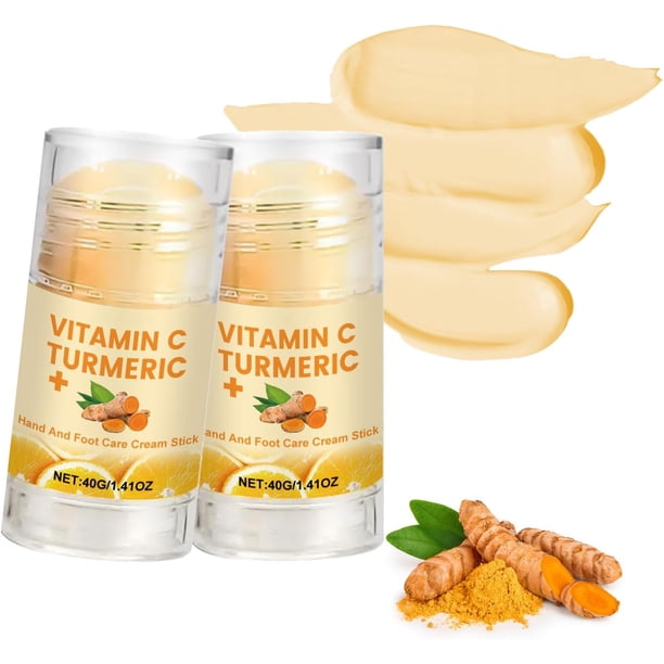 Crema en barra para manos y pies con cúrcuma y vitamina C, hidratante y antigrietas, bálsamo para talones, codos, rodillas y cutículas secas y agrietadas.