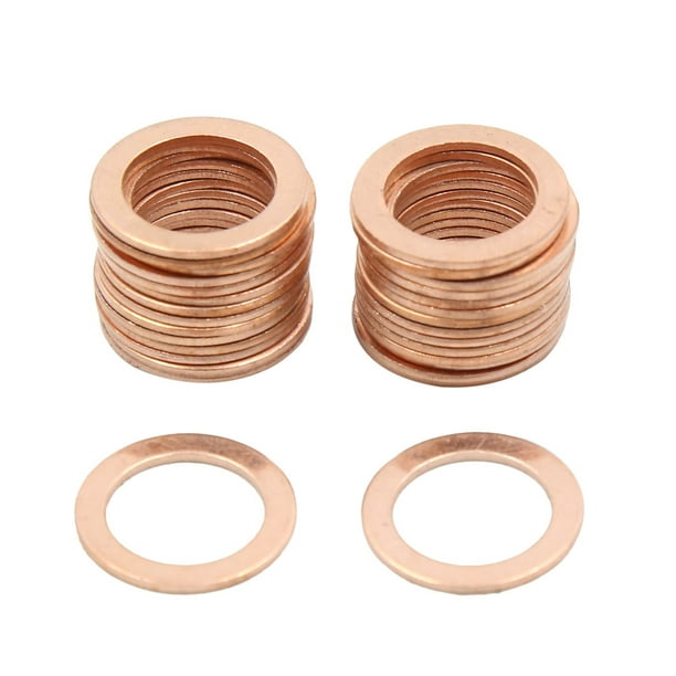 13mm Diámetro Interior Juntas De círculos Planos Sellados Arandelas De Aplastamiento De Cobre 30Pcs