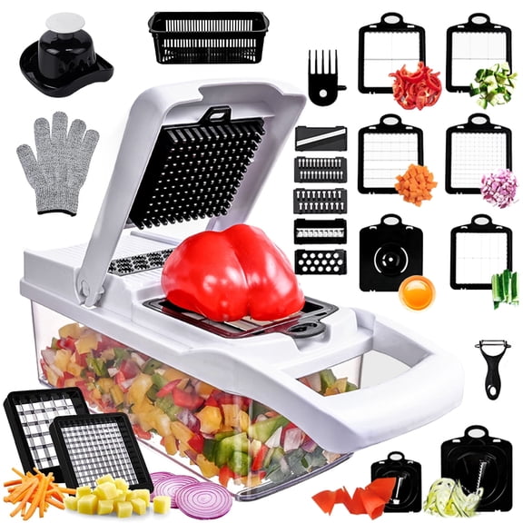Vegetable Chopper, Food Chopper, 25 in 1 Multi-Function Food Chopper for Onion, Veggie, Cheese Grater, White