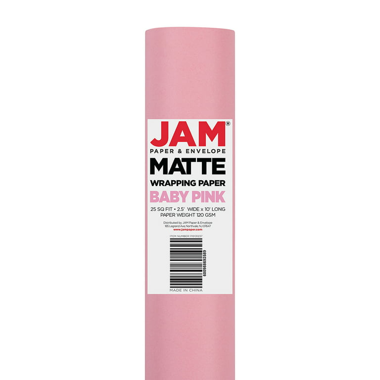 Jam Matte Light Pink Paper Gift Wrap Paper, 25 Sq ft.