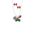 thumbnail image 2 of Delight Jewelry Silvertone Hope in Circle Christmas Kiss Charm Necklace and Stud Earrings, 2 of 4