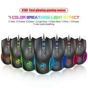 HXSJ V700BW+X100 USB Keyboard and Mouse Combo, Wired Gaming Mouse, Colorful LED Lighting, 4-Level DPI Max.3600DPI for PC Laptop