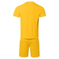 thumbnail image 7 of Mens Short Sets 2 Piece Outfits Summer Casual Soft Breathable Cotton Short Sleeve Shirts and Shorts Solid Color Men's Fashion Clothes Yellow, Size XL, 7 of 7