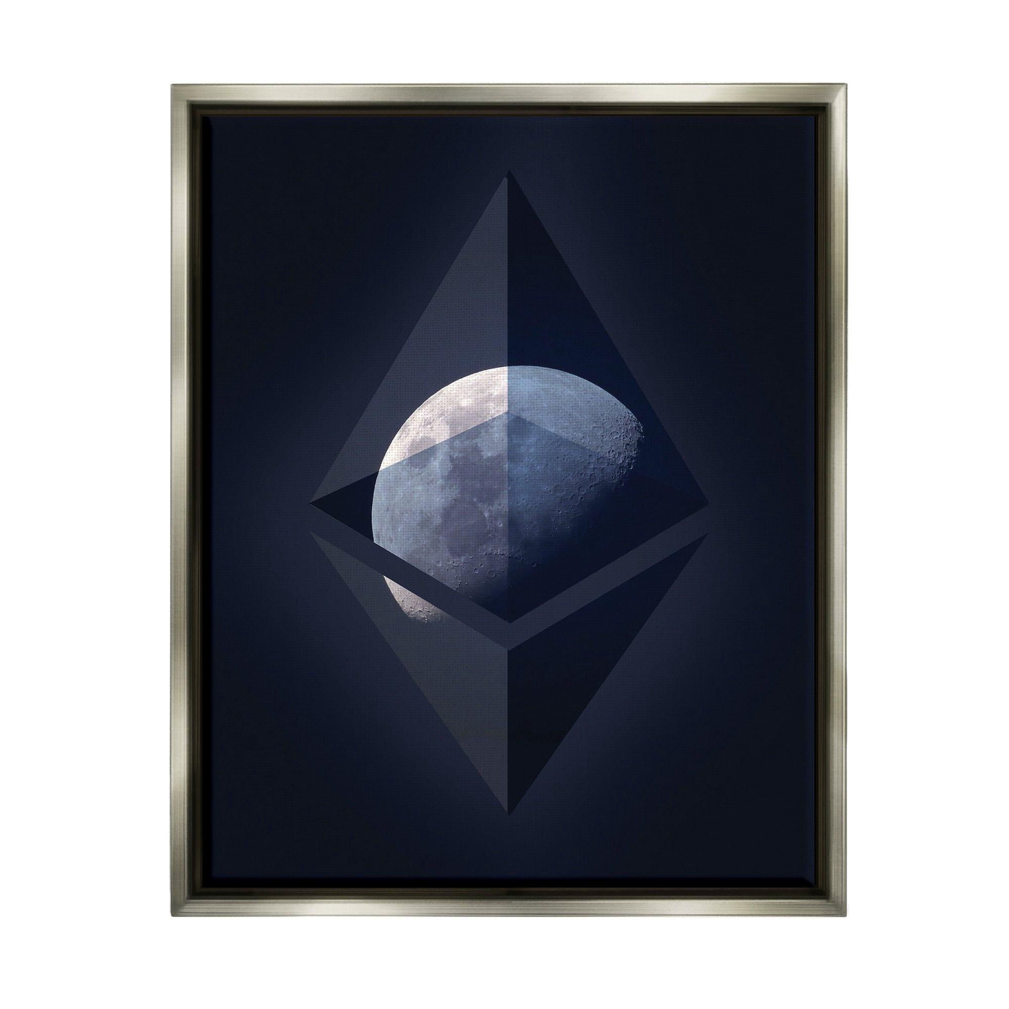 Stupell Industries Ethereum On The Moon Luster Gray Framed Floating Canvas Wall Art, 16x20, by Daphne Polselli