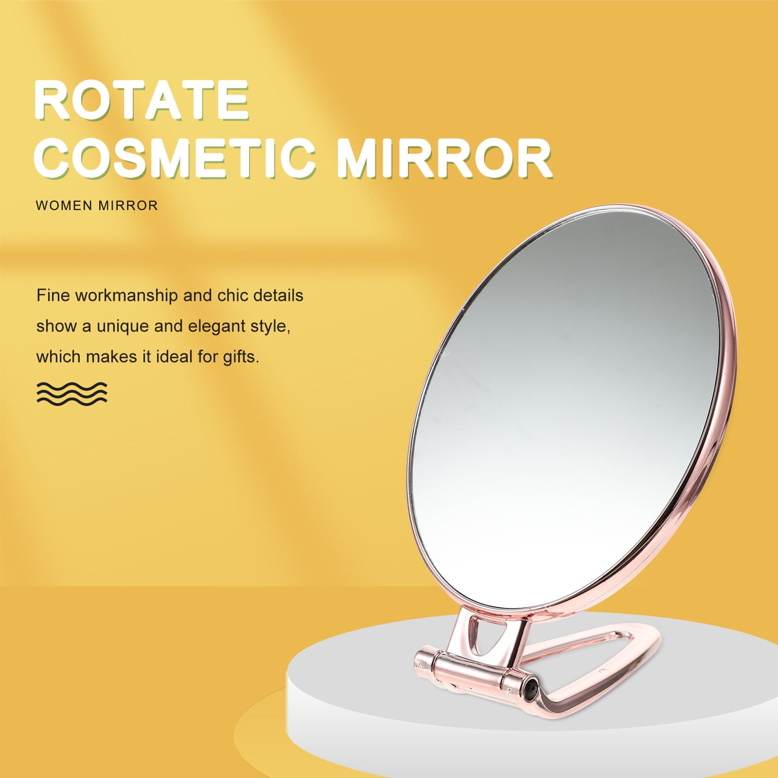 FOMIYES Rose Plated Gold Magnifying Mirror with Handle Double Sided Handheld Portable Vanity Mirror