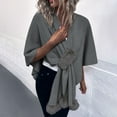 thumbnail image 2 of XFLWAM Women's Shawl Wrap Poncho Sweaters Solid Color Open Front Cardigan Shawls Cape for Fall Winter Gray Free Size, 2 of 8