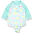 thumbnail image 1 of Girls Baby Printed One Piece Rashguards Swimsuits, Blue, 12M, 1 of 1