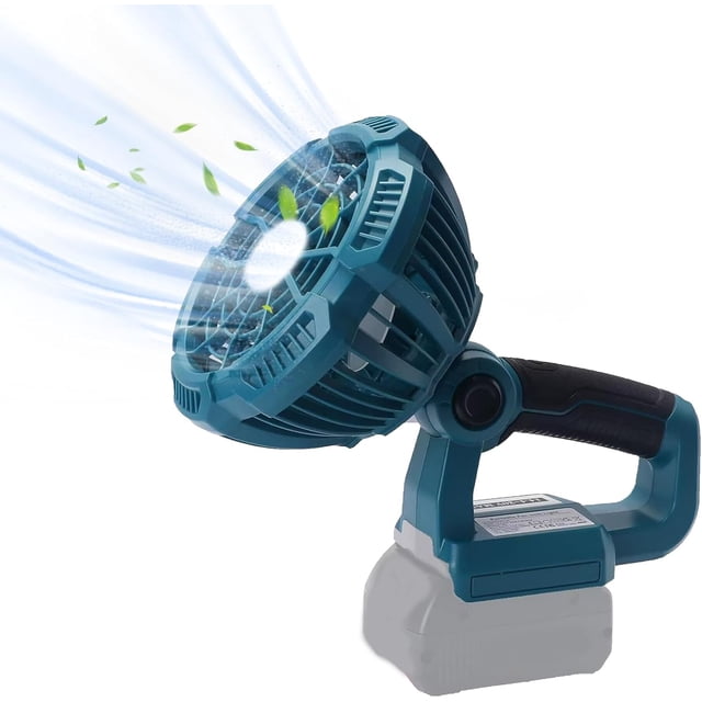 Ventilador portátil con mando a distancia para batería Bosch 14,4-18 V, ventilador de escritorio con 3 ajustes de velocidad de bajo consumo y luz LED regulable, ventilador de tienda con puerto USB rec
