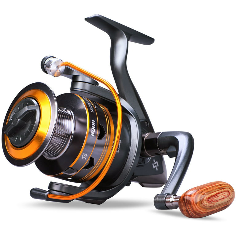 Sougayilang Metal Body Smooth Spinning Fishing Reels with Collapsible Wood  Handle 