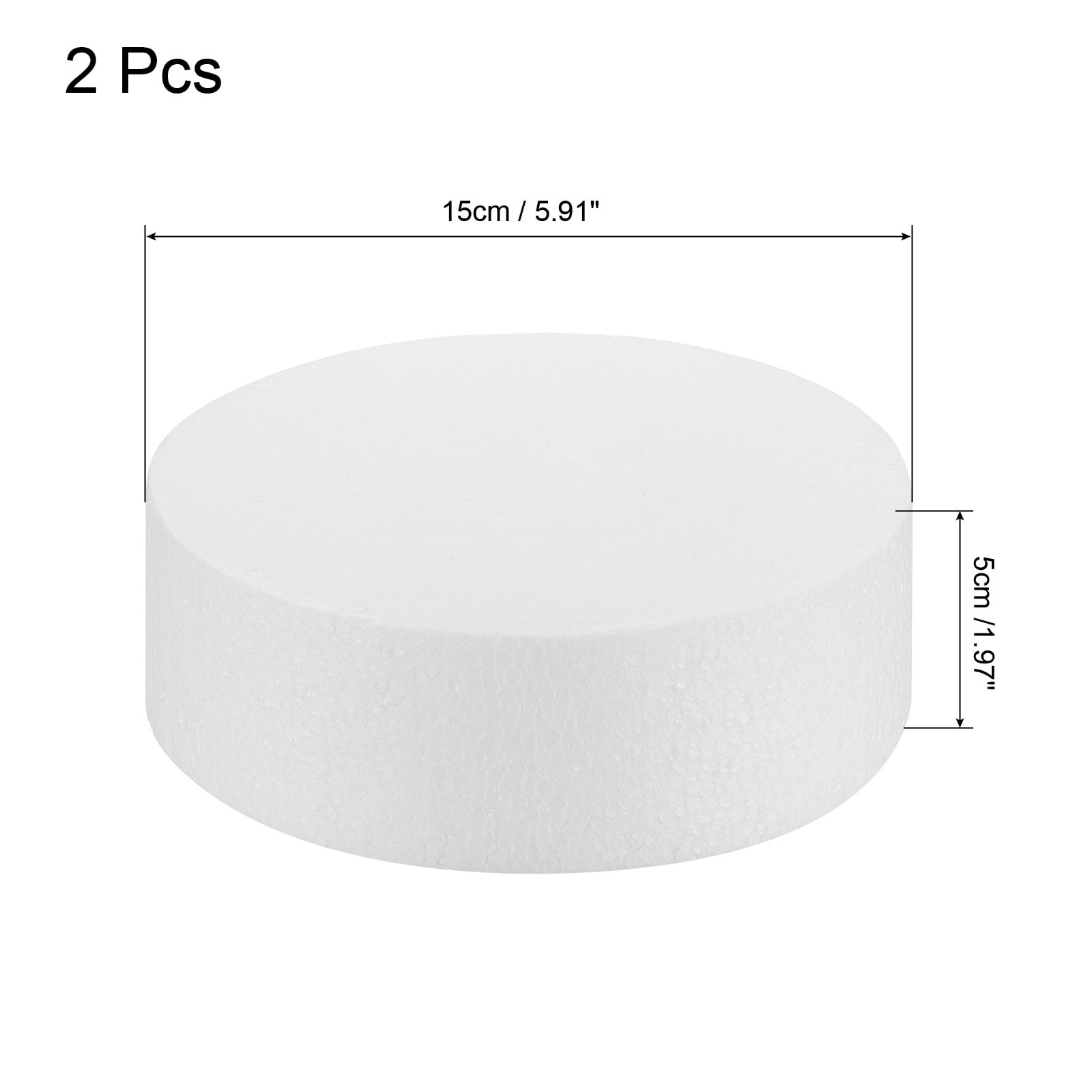 Uxcell Round Foam Cake Dummy 6 Inch x 2 Inch Circle Dummy Cake Set for Wedding Cakes, Birthday Cakes, Crafts 2 Pack