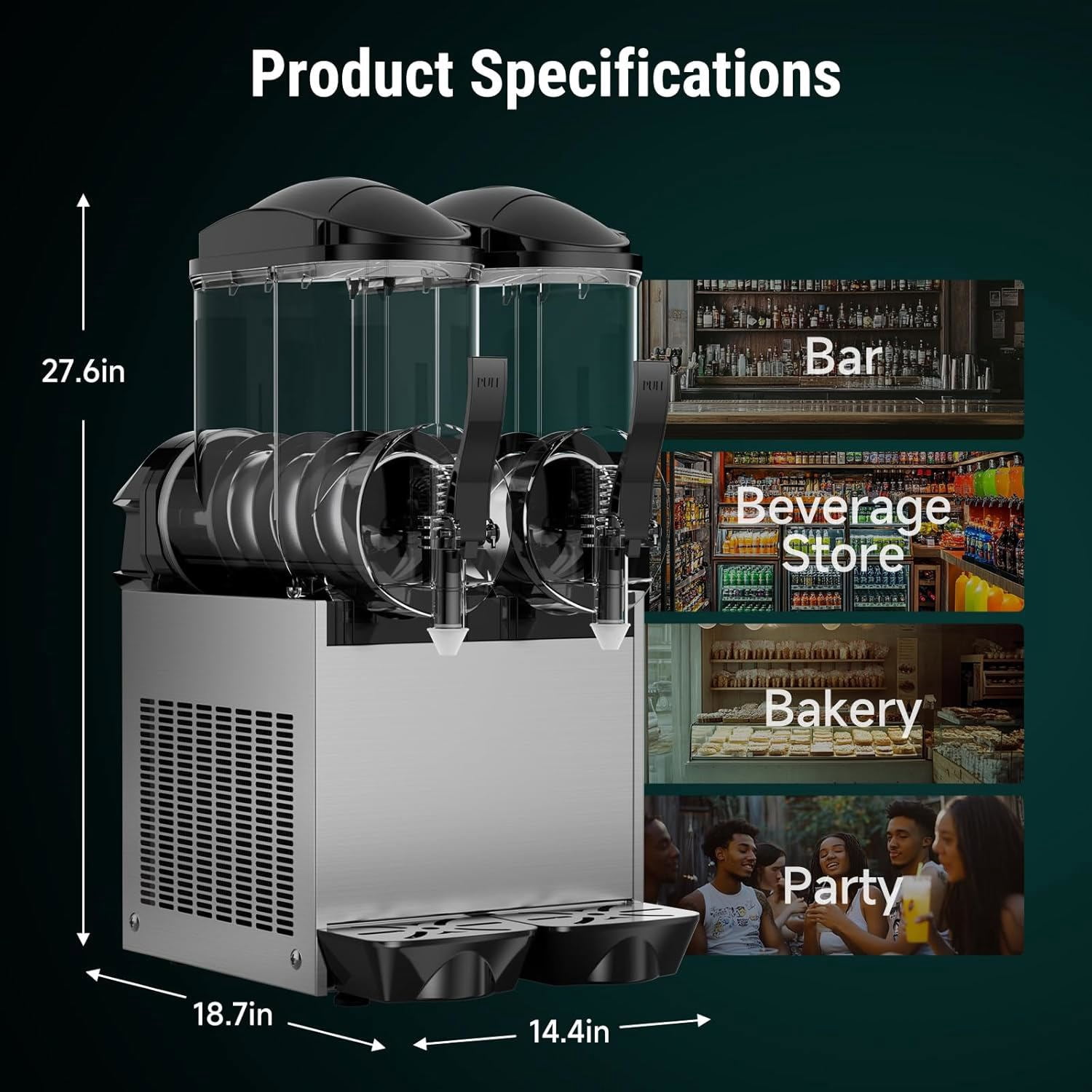 Joreek 30L 8 Gal Commercial Margarita & Slushy Machine 1100W 110V Frozen Drink Maker Smoothie Machine Electric Slushie Machine Self-cleaning For Bar Alcohol Beverage Cocktail Juice