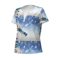 thumbnail image 2 of Goofa Christmas Snowman In The Snow Pattern Womens Deep V Neck Low Cut Tops Casual Summer Short Sleeve Ribbed Knit T-Shirts-Small, 2 of 5