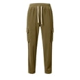 thumbnail image 5 of PNTUTB Men's Cargo Pants Soild Color Drawstring Outdoor Work Pants Casual Loose Comfort Pant with Multi Pocket Daily Hiking Sporty Trendy Pants, 5 of 7