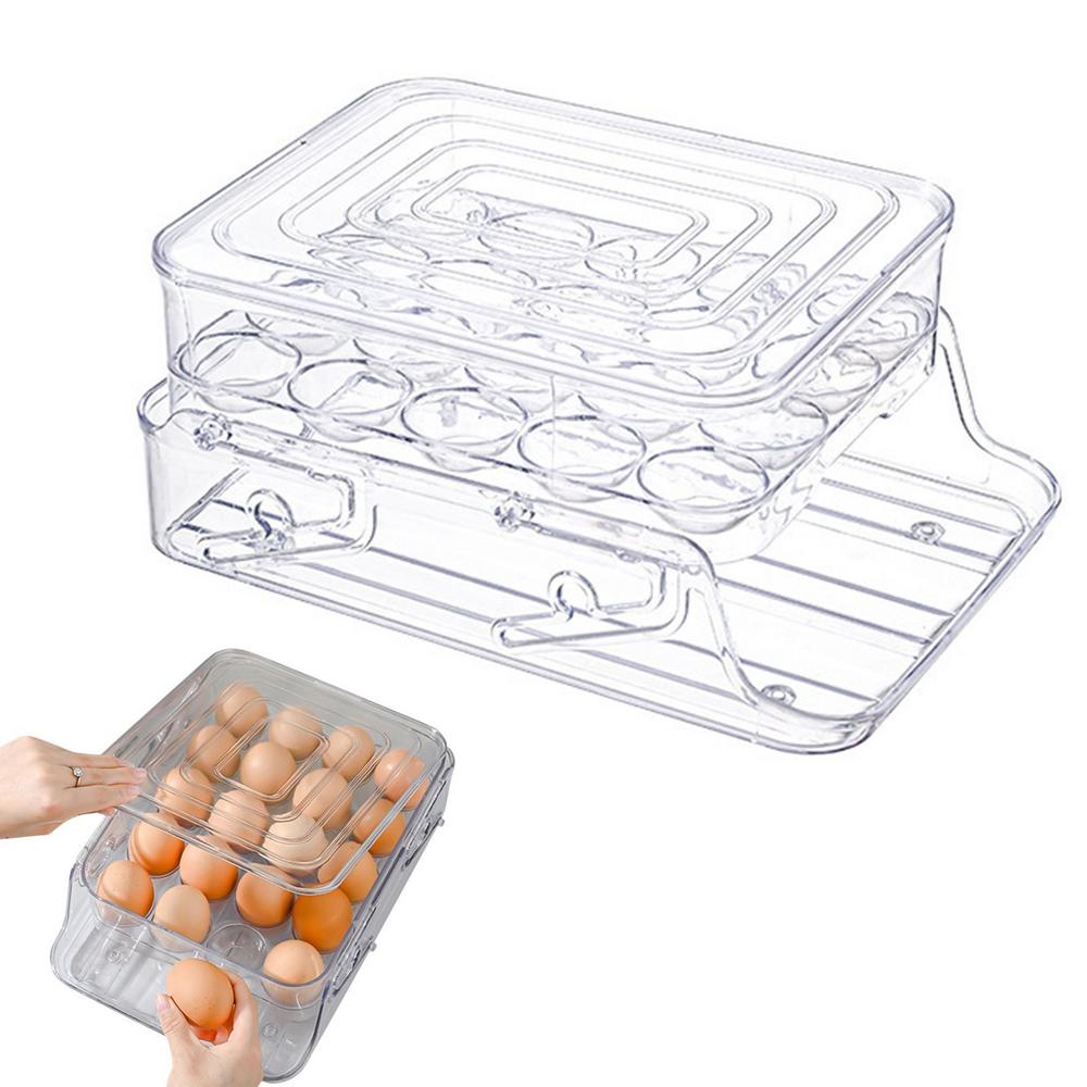 Tohuu Egg Holder For Refrigerator Refrigerator Egg Holder Double Layer
