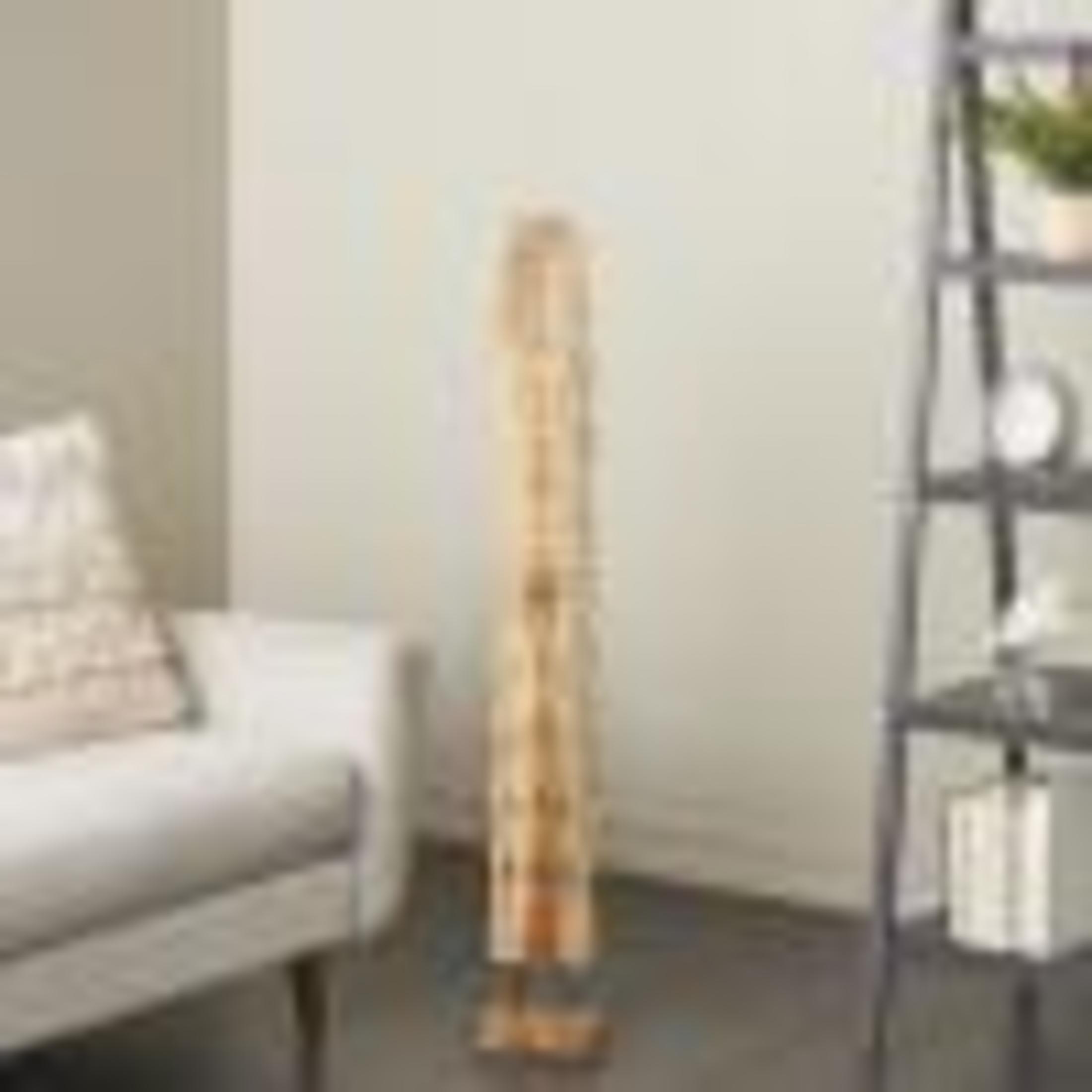 7" x 49" Brown Teak Wood Handmade Tall Floor Cutout Post Abstract Sculpture with Live Edge Base, by DecMode