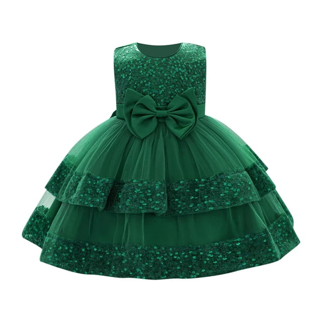 Princess Dress for Girls, Sleeveless Round Neck with Beaded Bow and Tulle Mesh Overlay, Lightweight Polyester Party Dress for Birthday Parties and Photography Sessions