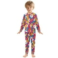 thumbnail image 6 of FORMRS Long Sleeve Top and Pants Pajama Set for Niños 2-Piece Sleepwear, Sizes 18M-8Y, Red Whimsical Floral, 6 of 6