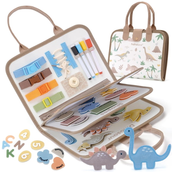 Busy Board hahaland Montessori para niños pequeños de 2 a 4 años, dinosaurios