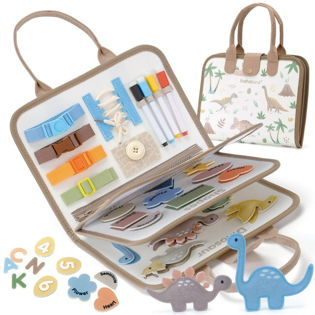Busy Board hahaland Montessori para niños pequeños de 2 a 4 años, dinosaurios