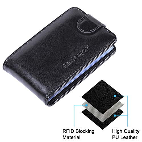 Build in 64 Card Slot & 14 Small Cells for Memory Cards Business Card Book Organizer Wisdompro Premium PU Leather Wallet Name Credit ID Card Holder Case with Magnetic Shut for 128 Business Cards 