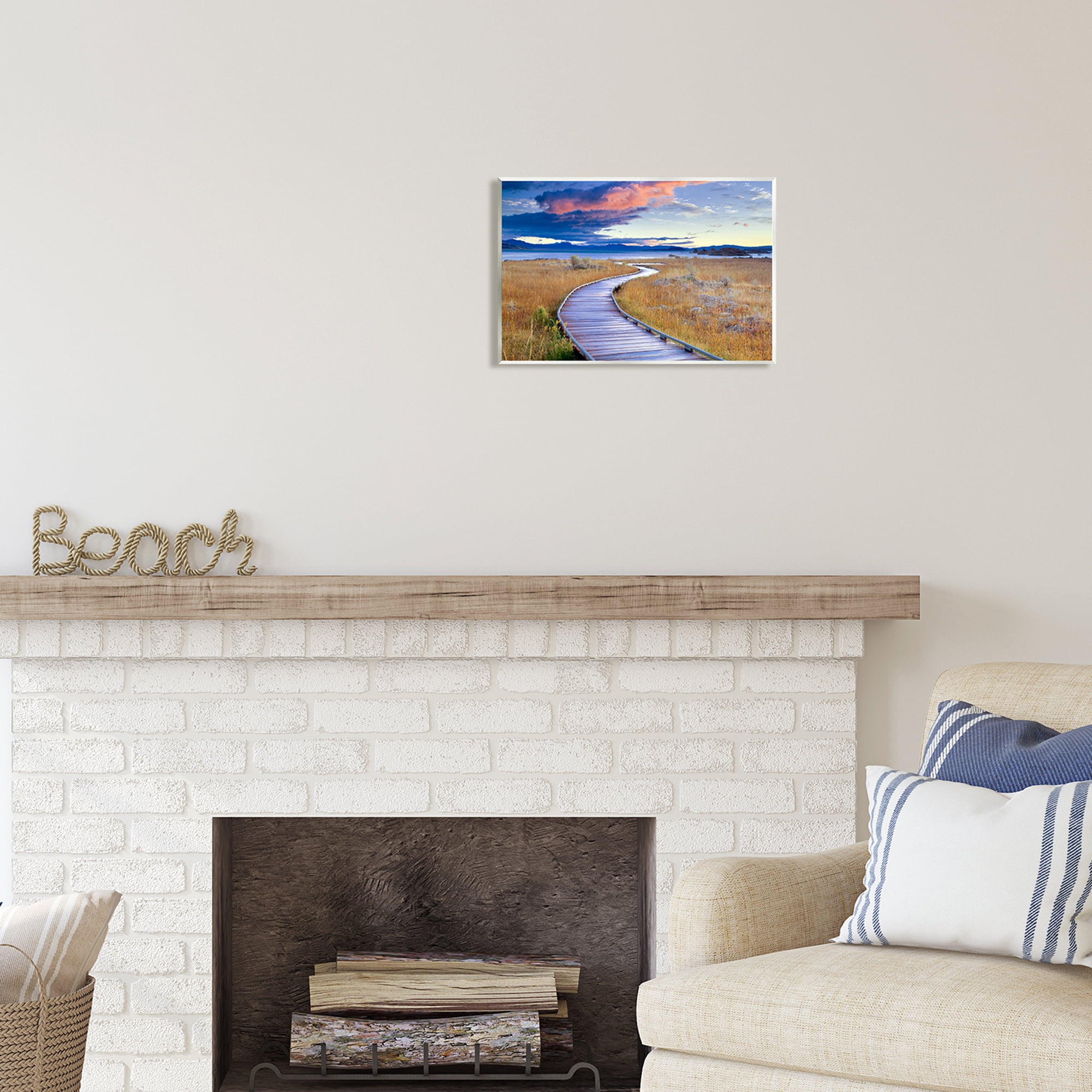 Stupell Industries Coastal Boardwalk Sunset Coastal Photography Unframed Art Print Wall Art