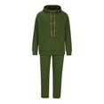 thumbnail image 2 of 2024 End-of-year Clearance! Men's 2 Piece Outfits Hoodie Tracksuit Sweatshirt & Joggers Sweatpants Sweatsuit Fashion Solid Color Loungewear Sets With Kangaroo Pockets - Army Green, 2 of 5