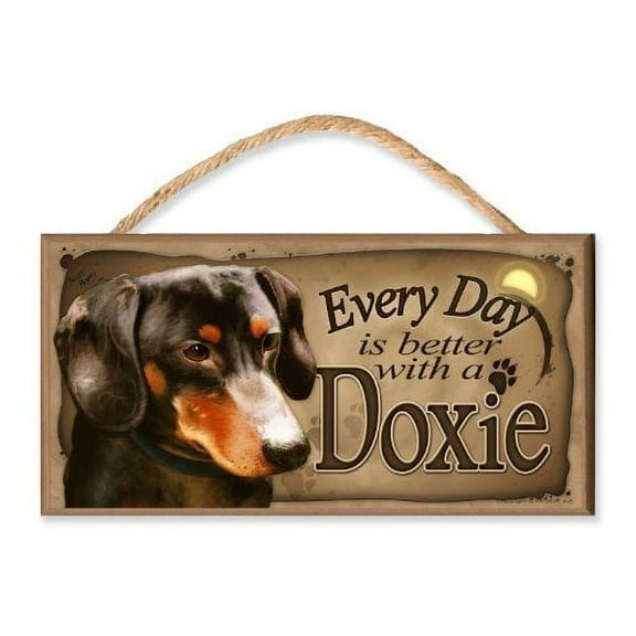 Every Day is Better With a Dachshund Wooden Dog Sign / Plaque featuring the Art of S. Rogers