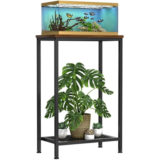 Soporte para pecera VANVERB, 10 galones, 2 niveles, carga 160 kg, negro
