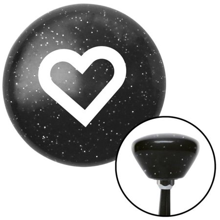 American Shifter White Fat Outlined Heart Black Retro Metal Flake Shift Knob with M16 x 1.5 Insert