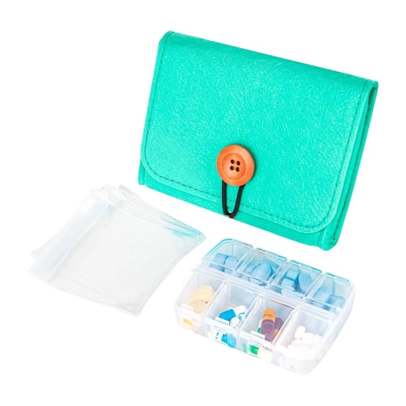 7 Day Weekly Pill Organizer Set Travel Case With Small Container For Purse Water Resistant Portable