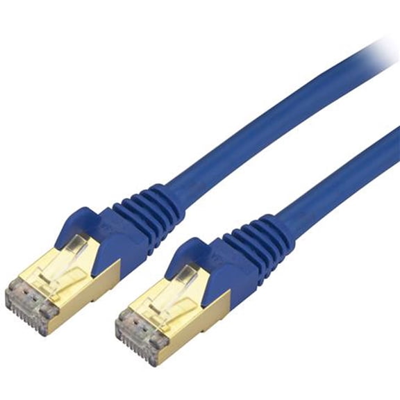 StarTech 1ft CAT6a Ethernet Cable - 10 Gigabit Shielded Snagless RJ45 100W PoE Patch Cord - 10GbE STP Network Cable with Strain Relief - Blue - UL, TIA (C6ASPAT1BL)