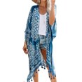 thumbnail image 1 of Kimono à Franges Bleu Anja pour Femmes, 1 of 9