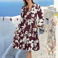 thumbnail image 5 of HAJWOH Fall Dresses for Women Casual Long Sleeve Cocktail Dresses Soft Vneck Work Dresses Wine XL, 5 of 5