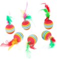 thumbnail image 4 of 6PCS Rainbow Cat Ball Funny Faux Feather Kitten Ball Toy Cat Interactive Toy, 4 of 10