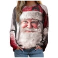 thumbnail image 3 of Futezty Women's Raglan Shirt Christmas Tops Long Sleeve Xmas Pullover Blouse Red Glass Santa Hat Graphic Sweatshirt, 3 of 7