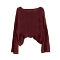 thumbnail image 4 of Busydd Womens Sweaters Trendy Knit Cotton Women Sweaters Solid Color Long Sleeve Pullover Sweaters for Women Casual Round Neck Fall Ladies Sweaters XL, 4 of 6