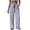 Blue #1, variant on Womens Summer Striped Pants Faux Linen Comfy Drawstring Wide Leg Pants Pockets Resort Beach Vacation Lounge Trousers Red 2XL