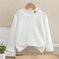 thumbnail image 2 of vdgthytj Toddler Girls Long Sleeve T-Shirt Cute Lace Round Neck Solid Color Blouse Kids Basic Pullover Bottom Tops, 2 of 3