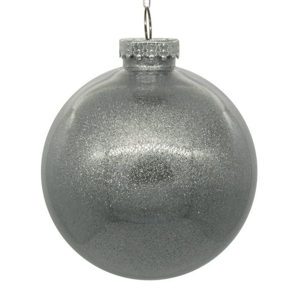 Vickerman 6" Clear Ball Christmas Ornament with Silver Glitter Interior, 4 Pieces per bag