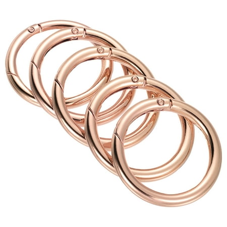 

51x39x6mm Round Zinc Alloy Spring Gate O Ring Snap Clip Buckle Rose Gold 5 Pack