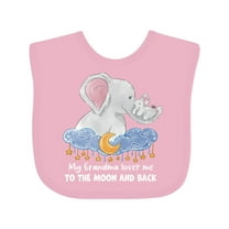 Inktastic My Grandma Loves Me to the Moon and Back Elephant Family Boys or Girls Baby Bib