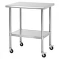 thumbnail image 2 of 24×30×33.4 Inch NSF Commercial Stainless Steel Prep Table with Lockable Wheels 400LBS Capacity Adjustable Undershelf Detachable Side Hook for Restaurant Kitchen Garage Steel Gray, 2 of 10