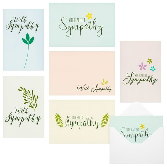 Sympathy Cards with Envelopes - 48 Pack, Pastel Floral, 4 x 6 in - Blank Inside Condolence Cards Bulk - Floral Assortment for Memorials & Bereavement