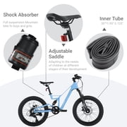 AIVA 20 Inch Mountain Bike, Magnesium Alloy Frame Dual Full-Suspension Mountain Bicycles, 7-speed Bike with Disc Brake