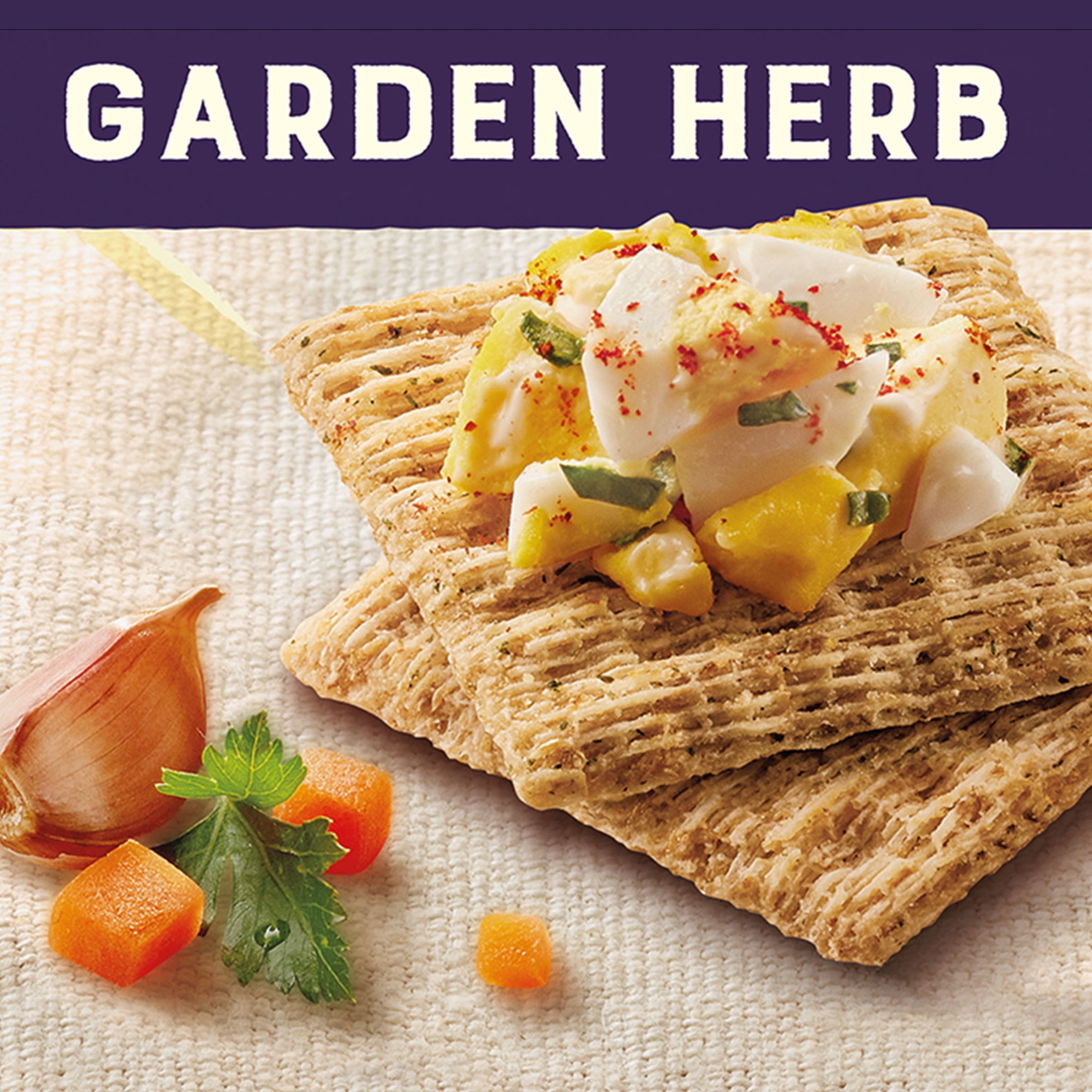 (3 pack) Triscuit Garden Herb Whole Grain Wheat Crackers, Lunch Snacks, Snack Crackers, 8.5 oz
