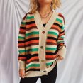 thumbnail image 1 of LOVZFMLL Cardigan pour Femmes, Chandail Rayé, Veste Cardigan à Boutons, 1 of 4