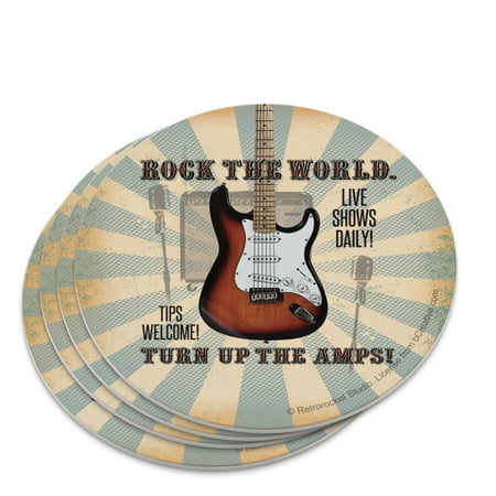 Rock The World Guitar Turn Up Amps Novelty Coaster (Best Guitar Amp In The World)
